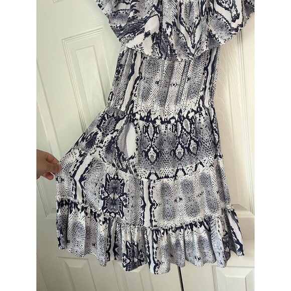 Blue Island Off Shoulder Tiered Summer Dress Women Small - Picture 2 of 4